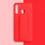 Wholesale PU Leather Hand Grip Kickstand Case for Samsung Galaxy A21 (Red)